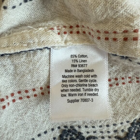 Mutual Weave Diamond & Stripes White/Red/Blue Button Down Short Sleeve - Picture 4 of 6